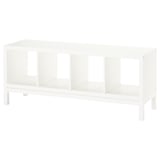 KALLAX Shelving unit with underframe, white/white, 147x59 cm