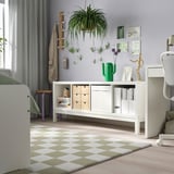 KALLAX Shelving unit with underframe, white/white, 147x59 cm