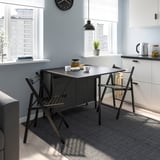 KALLHÄLL Gateleg table with storage, black/dark grey, 33/89/145x98 cm