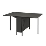 KALLHÄLL Gateleg table with storage, black/dark grey, 33/89/145x98 cm