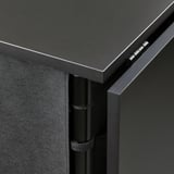 KALLHÄLL Gateleg table with storage, black/dark grey, 33/89/145x98 cm