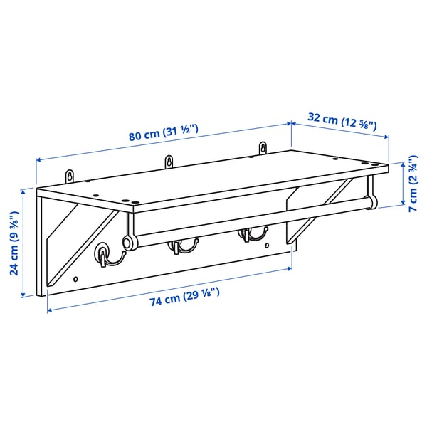 KALLSÖ Hat rack, grey, 80 cm