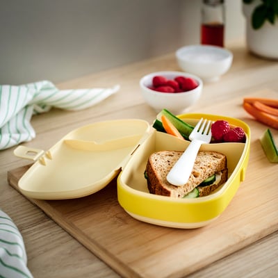 KAPTENSFISK Lunch box, yellow, 23x13x6 cm