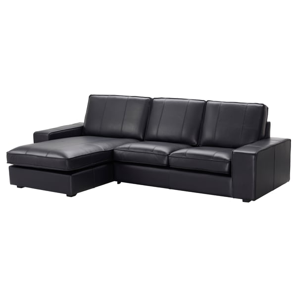 KIVIK 3-seat sofa, with chaise longue/Grann/Bomstad black
