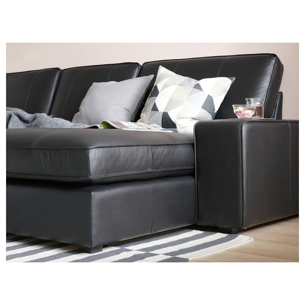 KIVIK 3-seat sofa, with chaise longue/Grann/Bomstad black