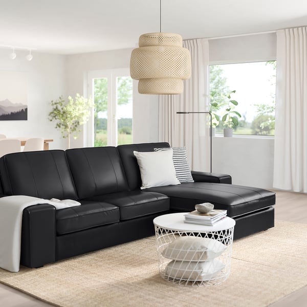 KIVIK 3-seat sofa, with chaise longue/Grann/Bomstad black