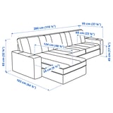 KIVIK 3-seat sofa, with chaise longue/Grann/Bomstad black