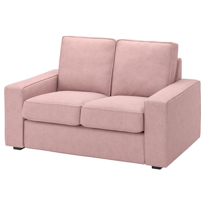 Pink KIVIK loveseat, modern, wool-feel, compact & cosy.