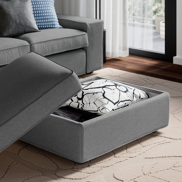 KIVIK Footstool with storage, Tibbleby beige/grey