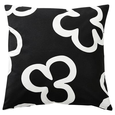 KLIPPBRÄCKA Cushion cover, black/white, 50x50 cm