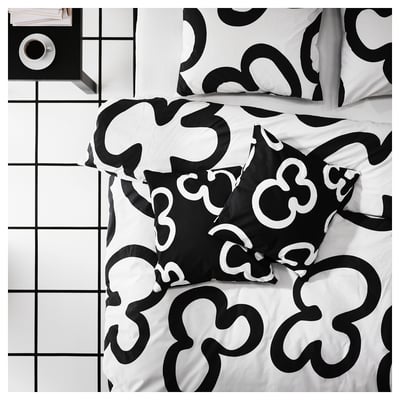 KLIPPBRÄCKA Cushion cover, black/white, 50x50 cm