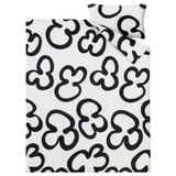 KLIPPBRÄCKA Duvet cover and pillowcase, white/black, 150x200/50x80 cm