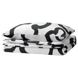 KLIPPBRÄCKA Duvet cover and pillowcase, white/black, 150x200/50x80 cm
