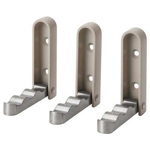 Three silver metal wall hooks, each with a smooth arch and wavy base, designed for hanging items neatly on walls.