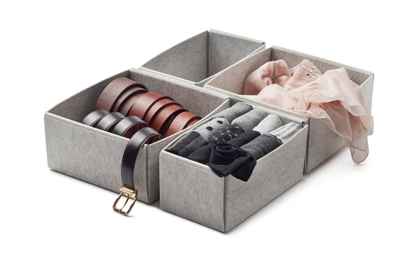 KOMPLEMENT Box, set of 4, light grey, 40x54 cm