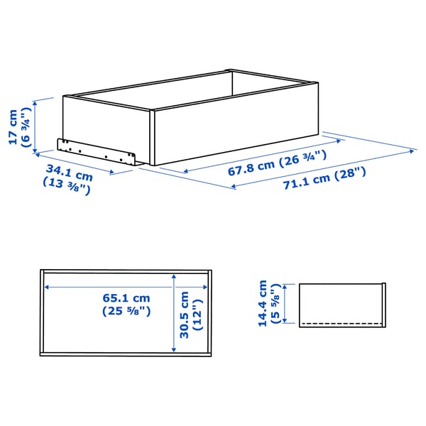KOMPLEMENT Drawer with framed front, white, 75x35 cm