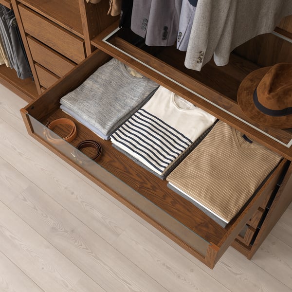 KOMPLEMENT درج مع واجهة زجاجية مظهر الخشب مصبوغ بني IKEA KOMPLEMENT درج مع واجهة زجاجية مظهر الخشب مصبوغ بني IKEA