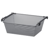 KOMPLEMENT Mesh basket with pull-out rail, dark grey, 50x35 cm