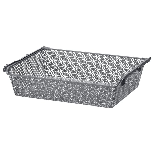 KOMPLEMENT Metal basket with pull-out rail, dark grey, 75x58 cm