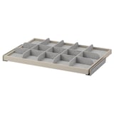 KOMPLEMENT Pull-out tray with divider, grey-beige/light grey, 75x58 cm