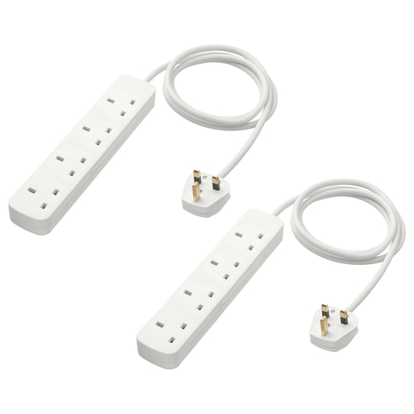 KOPPLA 4-way socket, earthed/white, 1.5 m