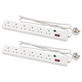 KOPPLA 6-way socket with switch, white, 1.5 m