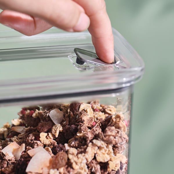 KORALLVIPPA Dry food jar with lid, set of 6, transparent