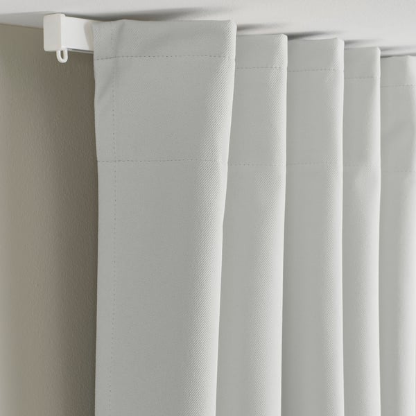 KORGMOTT Block-out curtains, 1 pair, white/with heading tape, 145x300 cm