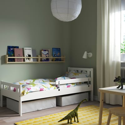 KRITTER Bed frame with slatted bed base, white, 70x160 cm