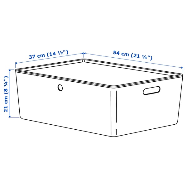 KUGGIS Box with lid, light grey, 37x54x21 cm