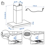 KULINARISK Wall mounted extractor hood, stainless steel/glass, 90 cm