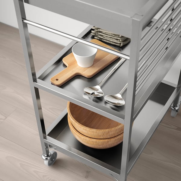 KUNGSFORS Kitchen trolley, stainless steel, 60x40 cm