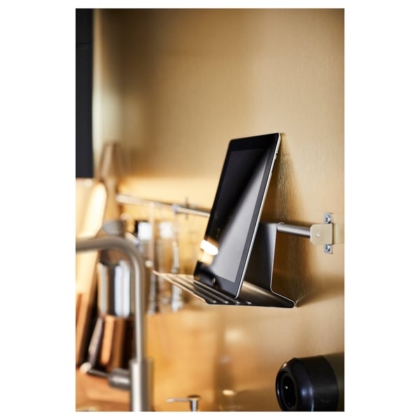 KUNGSFORS Tablet stand, stainless steel, 26x12 cm