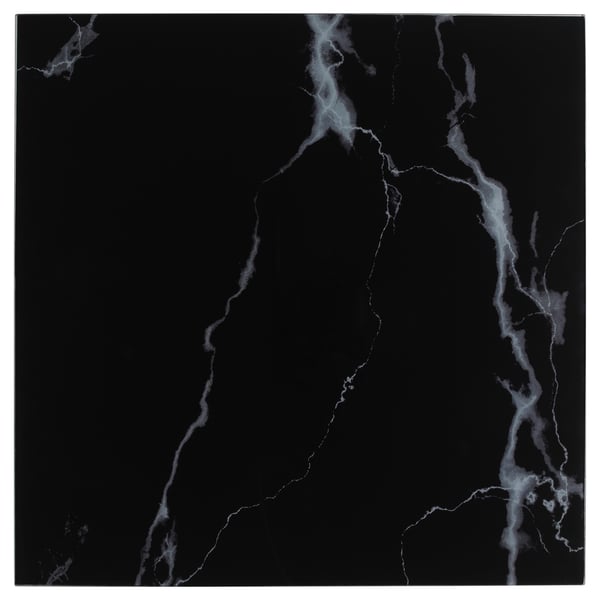 LACK Glass top, marble effect/black, 118x78 cm