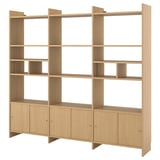 LÅDMAKARE Storage combination w sliding doors, with 2 shelf inserts/oak effect, 238x35x212 cm