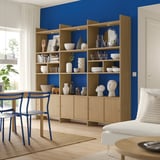 LÅDMAKARE Storage combination w sliding doors, with 2 shelf inserts/oak effect, 238x35x212 cm