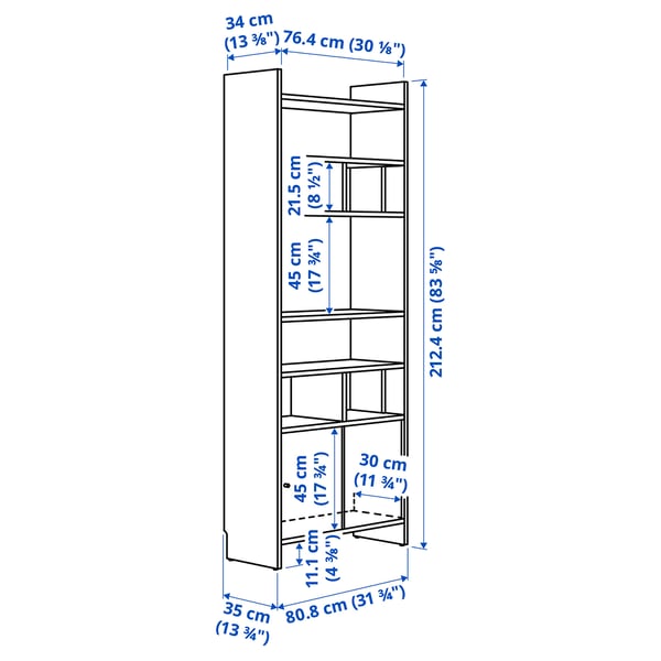 LÅDMAKARE Storage combination w sliding doors, with 2 shelf inserts/oak effect, 81x35x212 cm