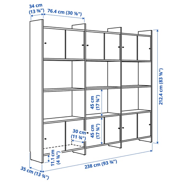 LÅDMAKARE Storage combination w sliding doors, with 3 shelves/oak effect, 238x35x212 cm