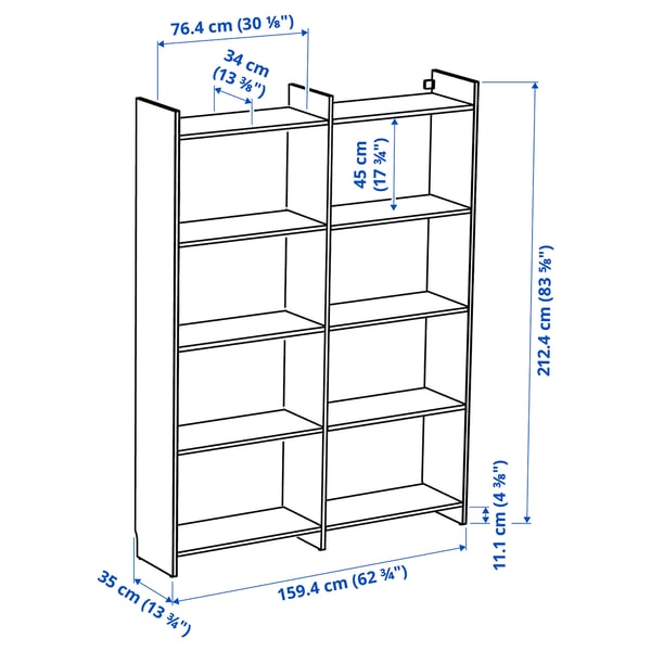 LÅDMAKARE Storage combination, with shelves/oak effect, 159x35x212 cm