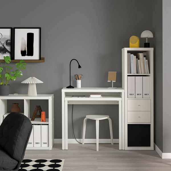 LÄNGDHOPP Pull-out desk, white, 90x39/71 cm