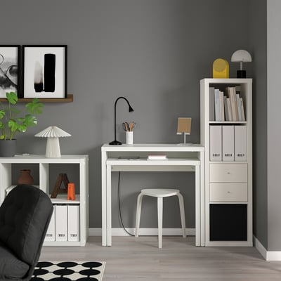LÄNGDHOPP Pull-out desk, white, 90x39/71 cm