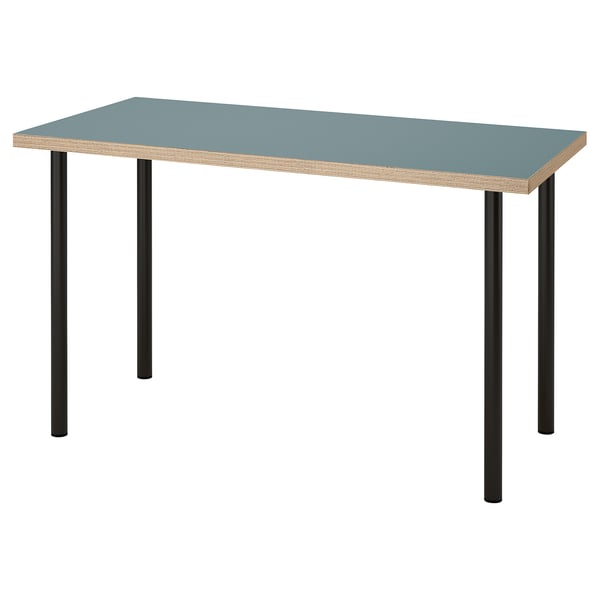 LAGKAPTEN / ADILS Desk, grey-turquoise/black, 120x60 cm