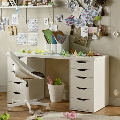 LAGKAPTEN / ALEX Desk, white, 140x60 cm