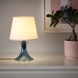 LAMPAN Table lamp, dark blue/white, 29 cm
