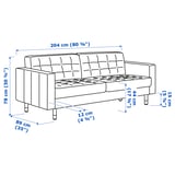 LANDSKRONA 3-seat sofa, Grann/Bomstad golden-brown/metal