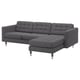 LANDSKRONA 3-seat sofa, with chaise longue/Gunnared dark grey/metal
