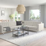 LANDSKRONA Corner sofa, 5-seat, Gunnared beige/metal