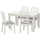 LANEBERG / EKEDALEN Table and 4 chairs, white/white light grey, 130/190x80 cm