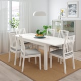 LANEBERG / EKEDALEN Table and 4 chairs, white/white light grey, 130/190x80 cm