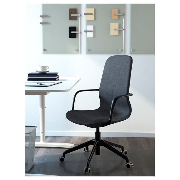 LÅNGFJÄLL Conference chair with armrests, Gunnared blue/black